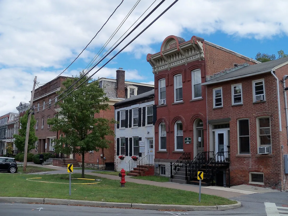 Row of 19th-century brick buildings in downtown Goshen, New York